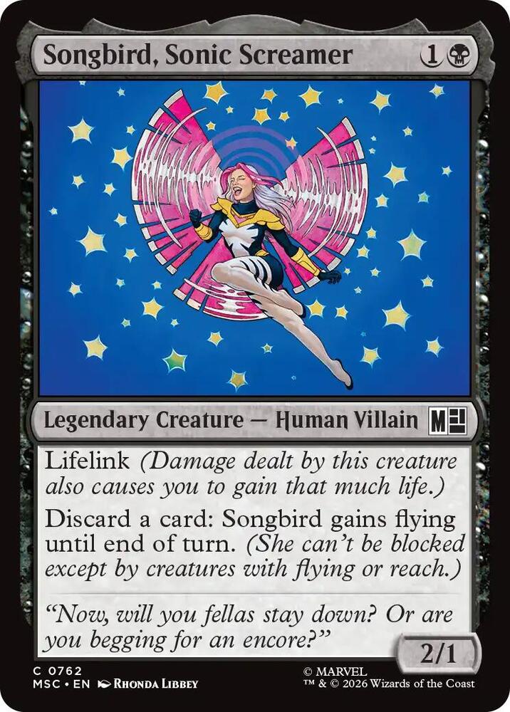 Songbird, Sonic Screamer 762 (Commander: Marvel Super Heroes) 
