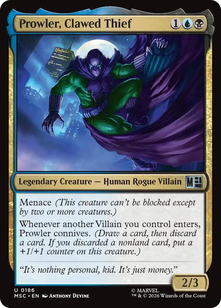 Prowler, Clawed Thief 186 (Commander: Marvel Super Heroes) 