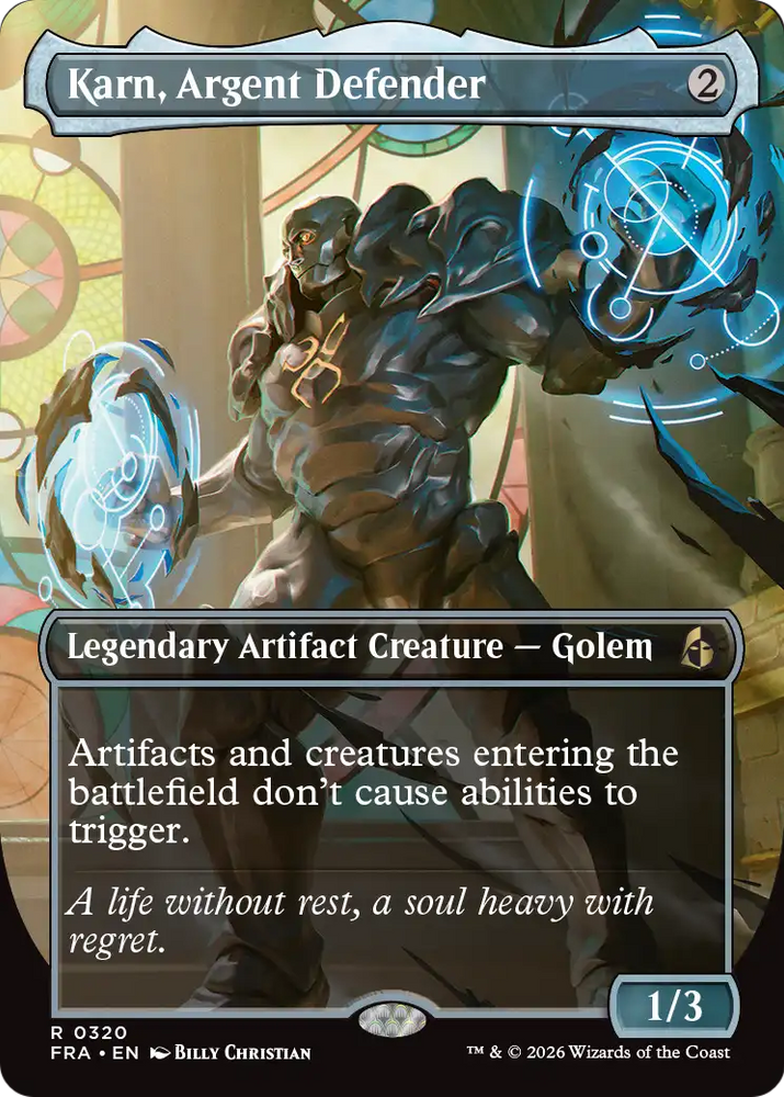 Karn, Argent Defender 320 (Reality Fracture)  - Borderless Foil