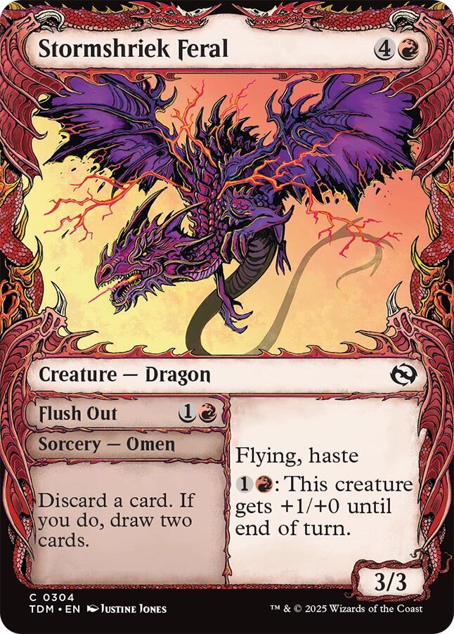 Stormshriek Feral // Flush Out 304/291 (Tarkir: Dragonstorm)  - Showcase Foil