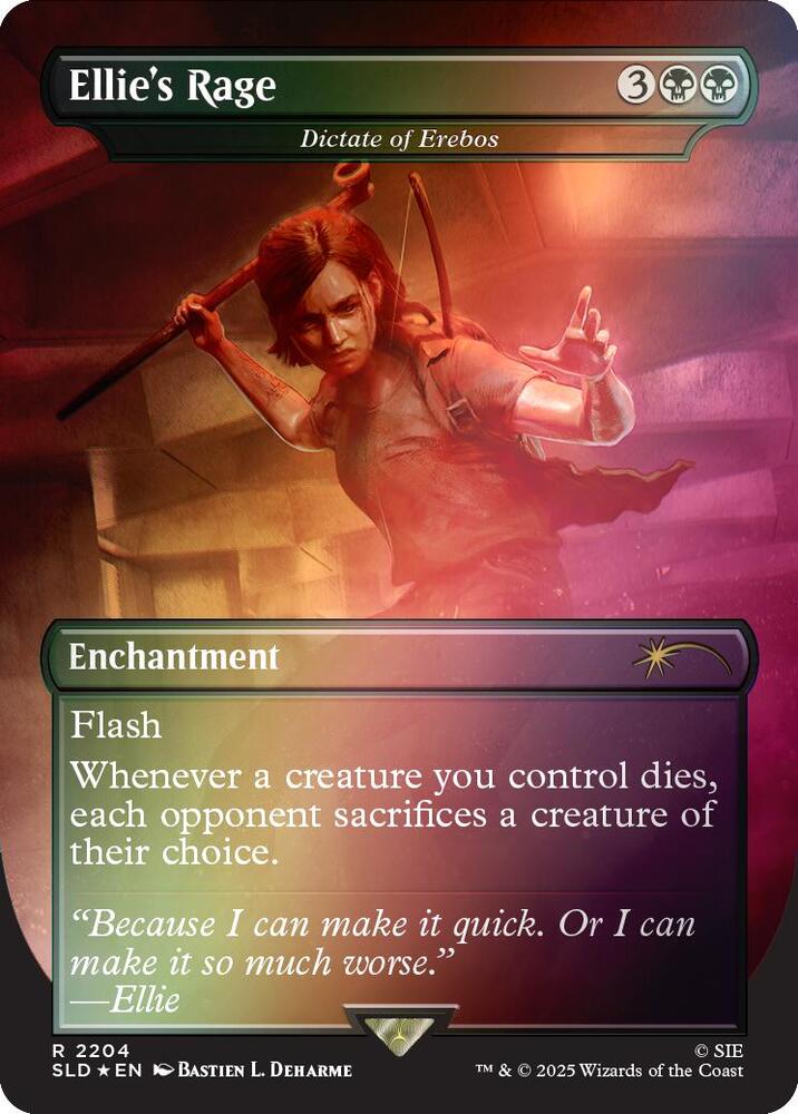 Ellie's Rage // Dictate of Erebos 2204 (Secret Lair Drop Series)  - Borderless Rainbow Foil