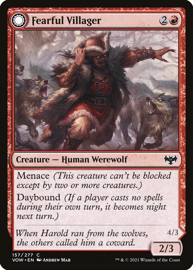 Fearful Villager // Fearsome Werewolf 157/277 (Innistrad: Crimson Vow)  - Foil