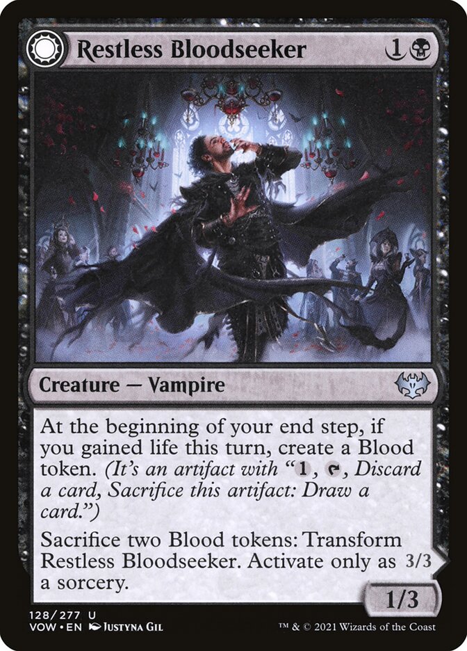 Restless Bloodseeker // Bloodsoaked Reveler 128/277 (Innistrad: Crimson Vow)  - Foil