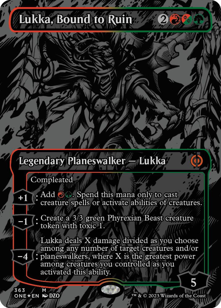 Lukka, Bound to Ruin 363 (Phyrexia: All Will Be One)  - Oil Slick Foil