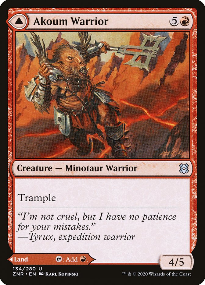 Akoum Warrior // Akoum Teeth 134 (Zendikar Rising)  - Foil