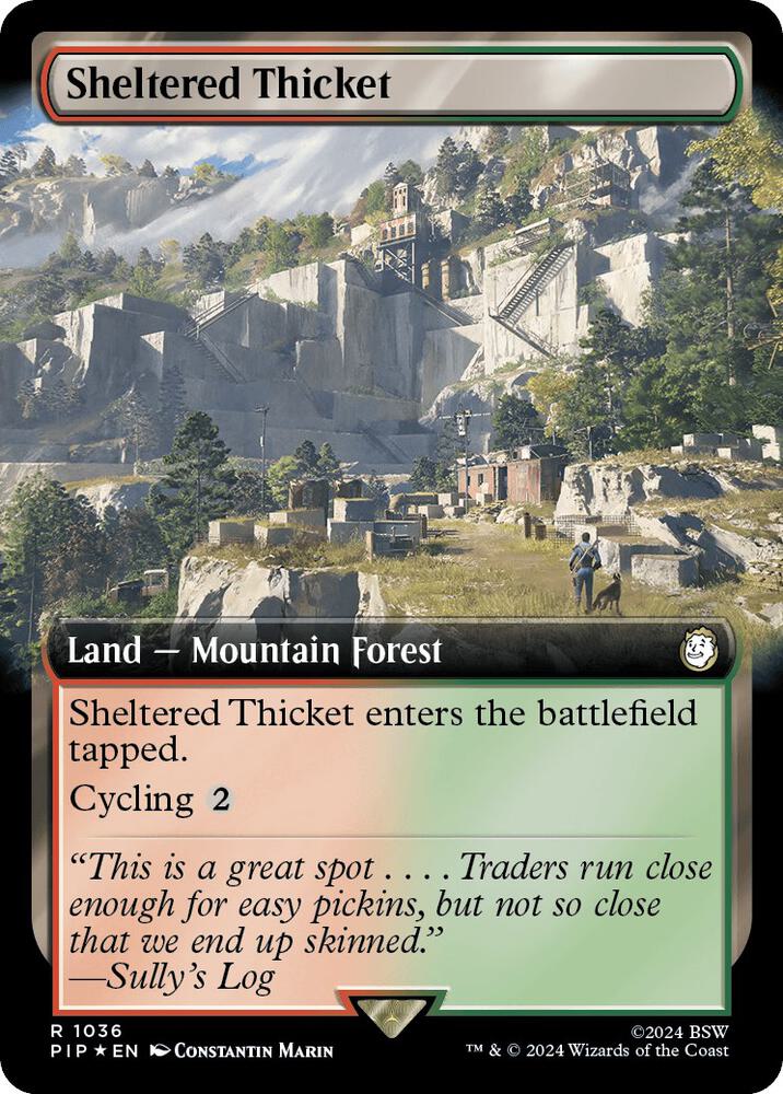 Sheltered Thicket 1036/326 (Universes Beyond: Fallout)  - Extended Art Surge Foil