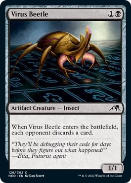 Virus Beetle 128/302 (Kamigawa: Neon Dynasty)  - Foil