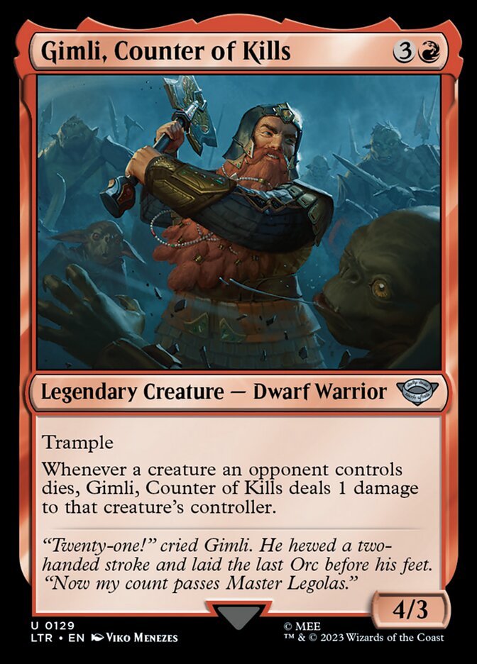 Gimli, Counter of Kills 129/281 (Universes Beyond: The Lord of the Rings: Tales of Middle-earth)  - Foil