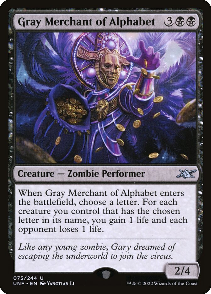 Gray Merchant of Alphabet 75/244 (Unfinity) 
