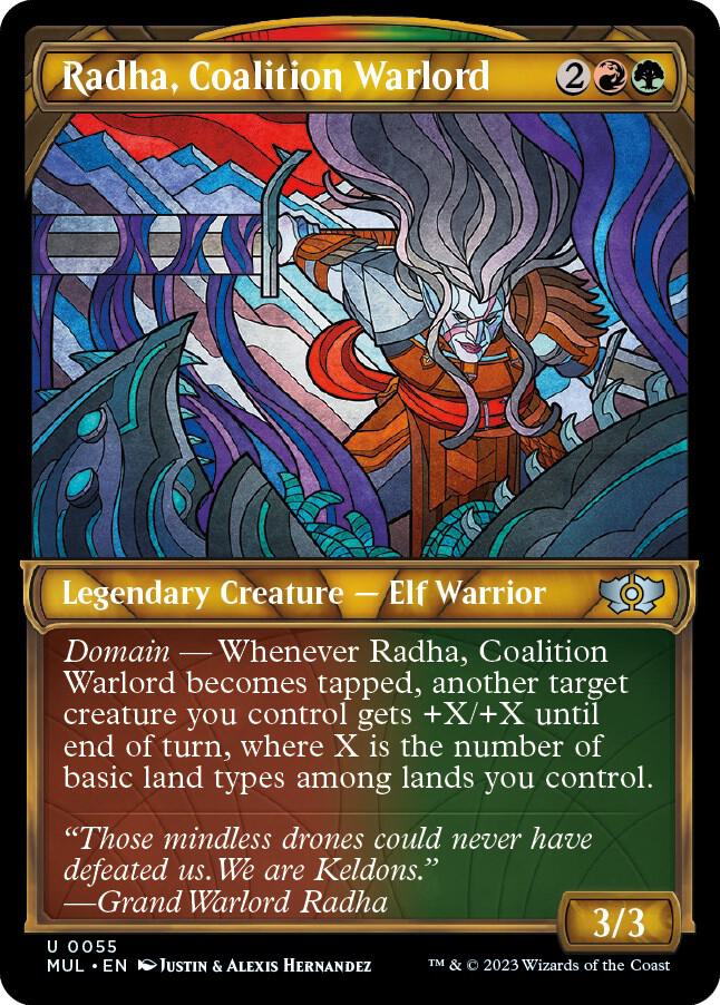 Radha, Coalition Warlord 55/65 (March of the Machine: Multiverse Legends)  - Showcase Foil